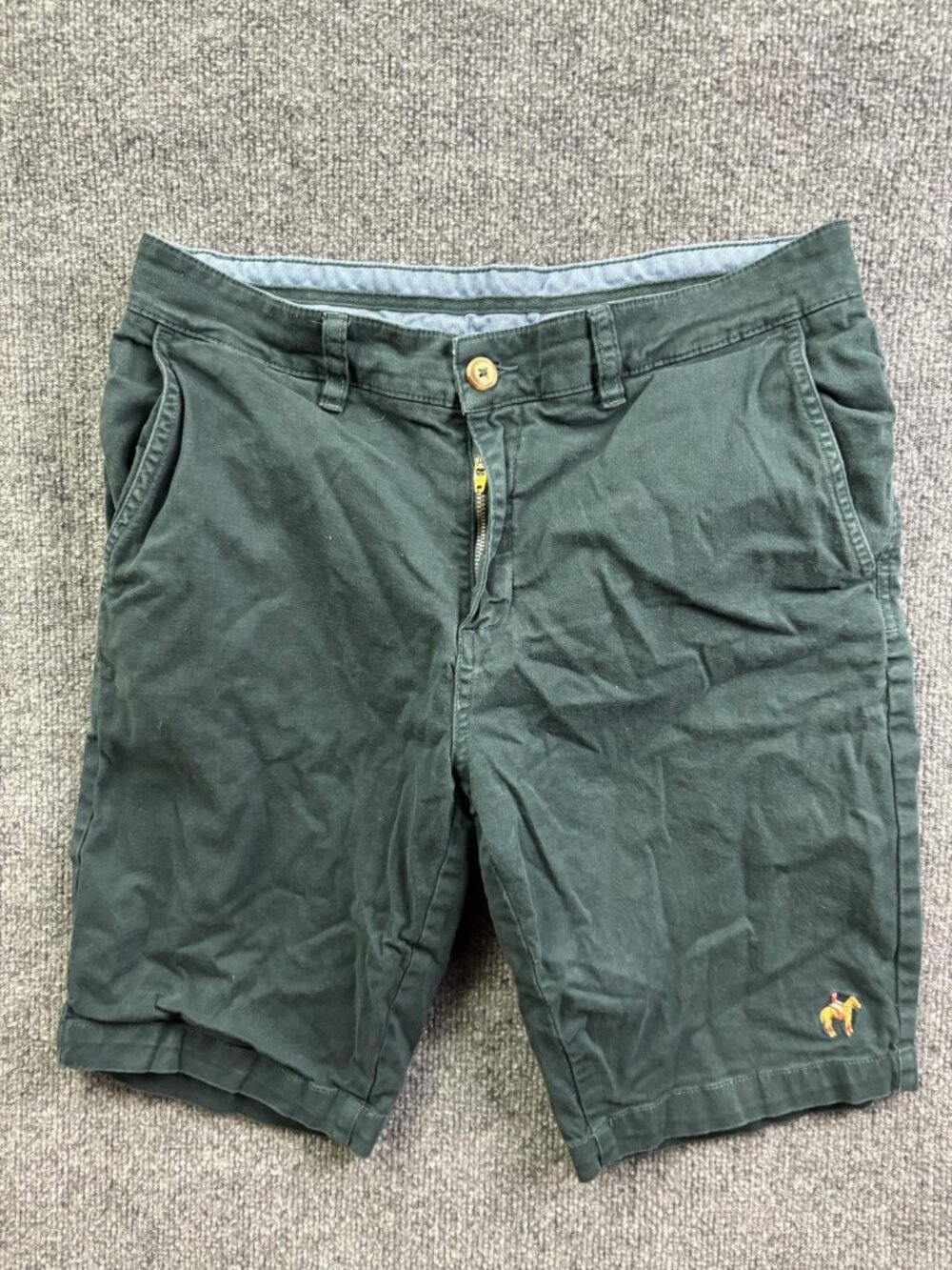 Polo Club Shorts Mens 32 Green Chino Stretch Canvas Casual Horse Logo Summer